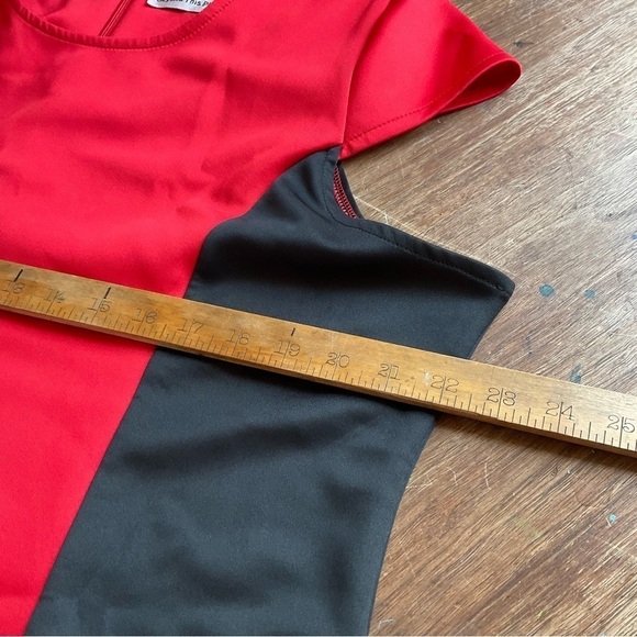 Beyond This Plane Red Black Bodycon Illusion Dress in 1XL - Picture 7 of 10